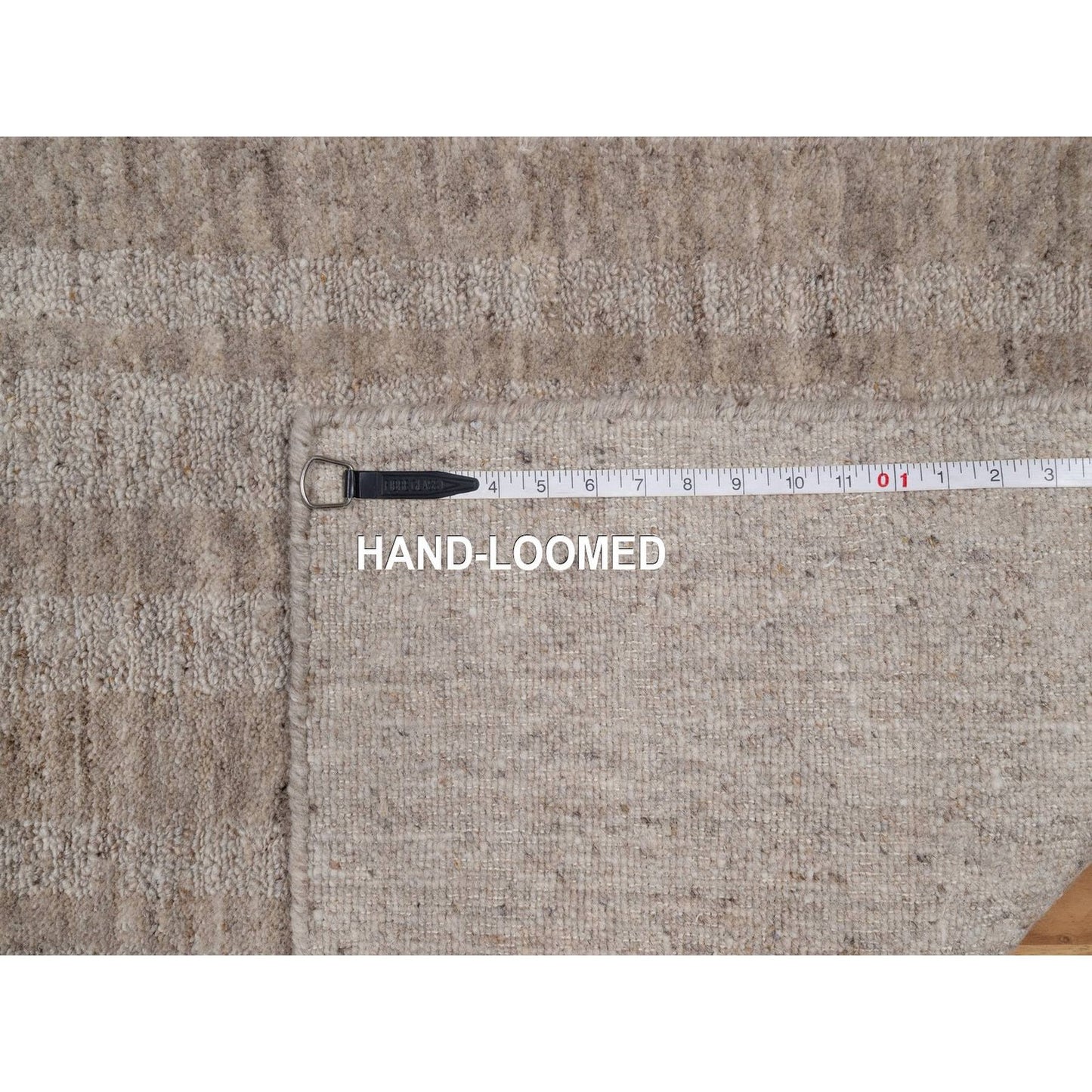 2'7"X8' Brown Hand Loomed Natural Wool Vertical Stripes Design Runner Rug