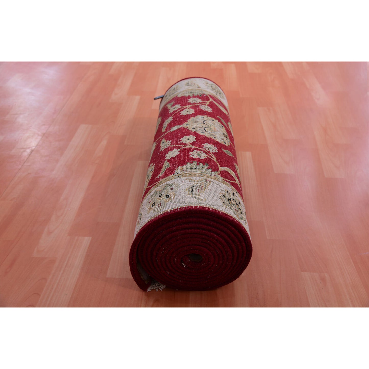 2'7"X16'4" Red Hand Knotted Wool And Silk Rajasthan Design Xl Runner Rug