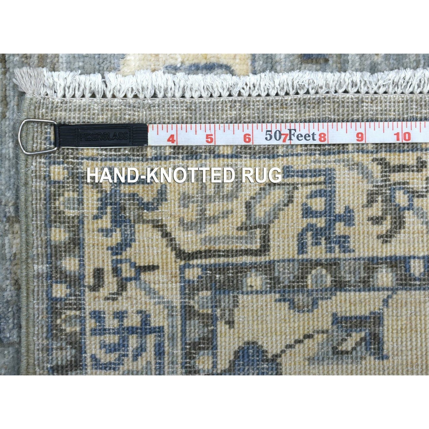 2'6"X11'6" Extra Soft Wool Hand Knotted Gray Afghan Peshawar Runner Rug