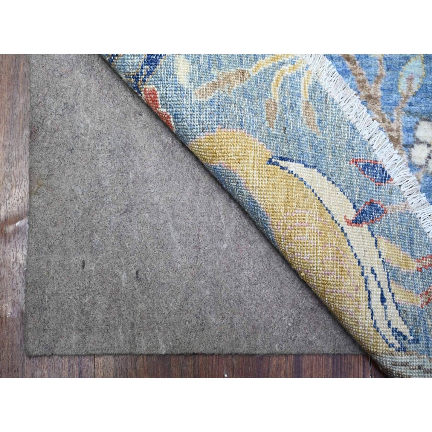 10'4"X10'4" Blue Hand Knotted Organic Wool Afghan Peshawar Round Rug