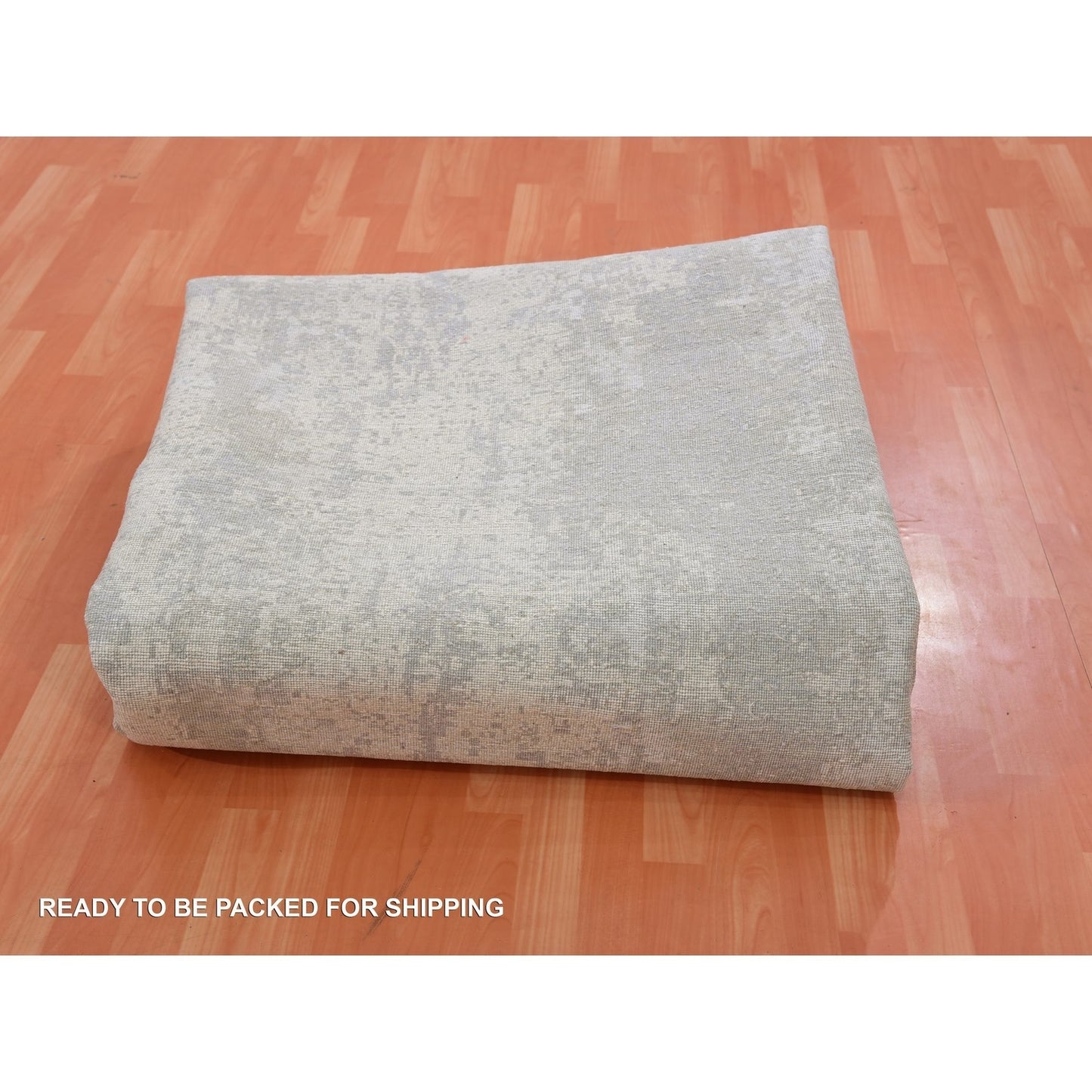 12'X12' Nimbus Gray Modern Abstract Hand Knotted Wool And Silk Round Rug