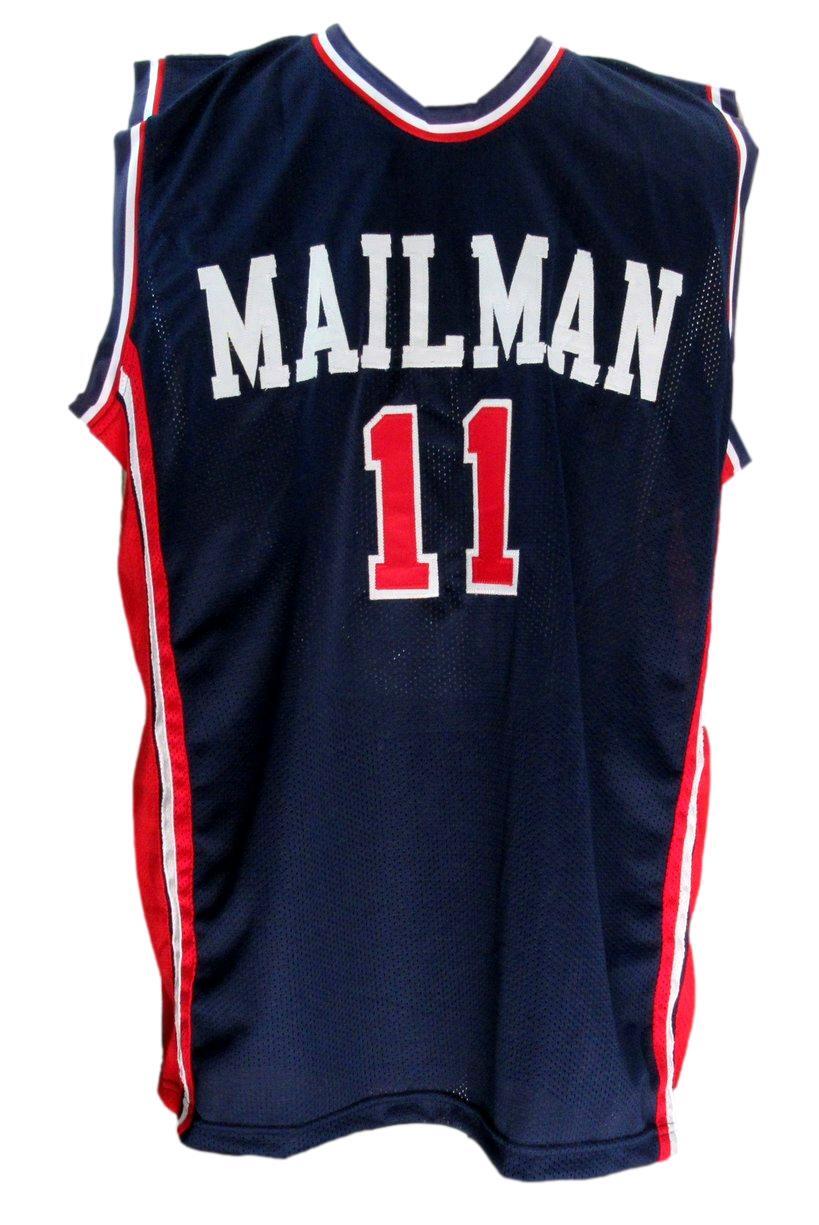Karl Malone Hof Signed/Auto Navy Custom