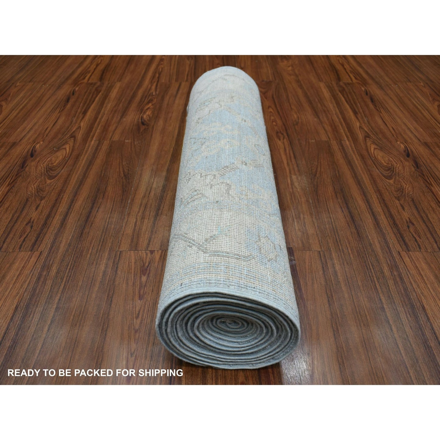 2'6"X14'10" Washed Out Blue Peshawar Hand Knotted Wool Xl Runner Rug