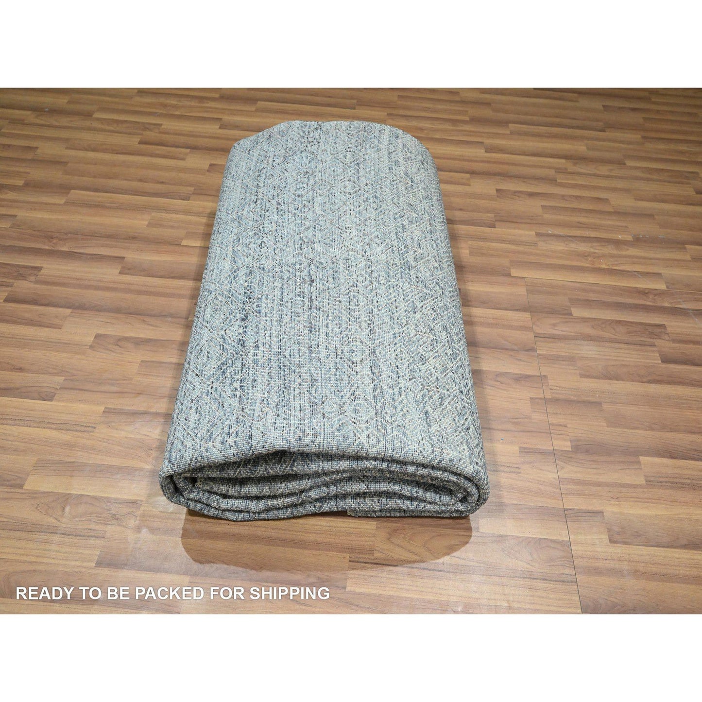 9'X11'10" Silver Blue Kohinoor Herat Diamond Design Wool Hand Knotted Rug