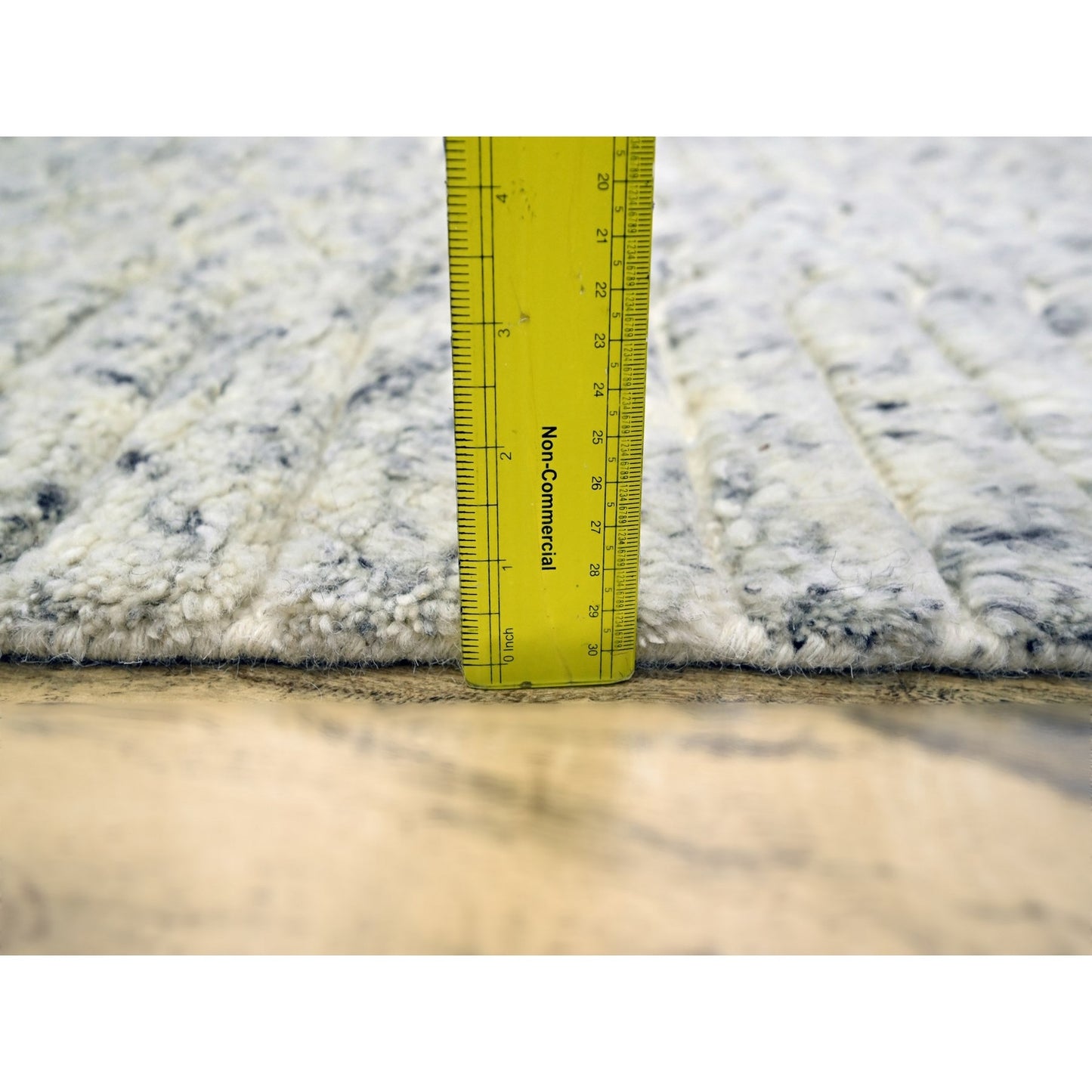 9'4"X11'10" White Textured Pile Moroccan Weave Pure Wool Hand Knotted Rug