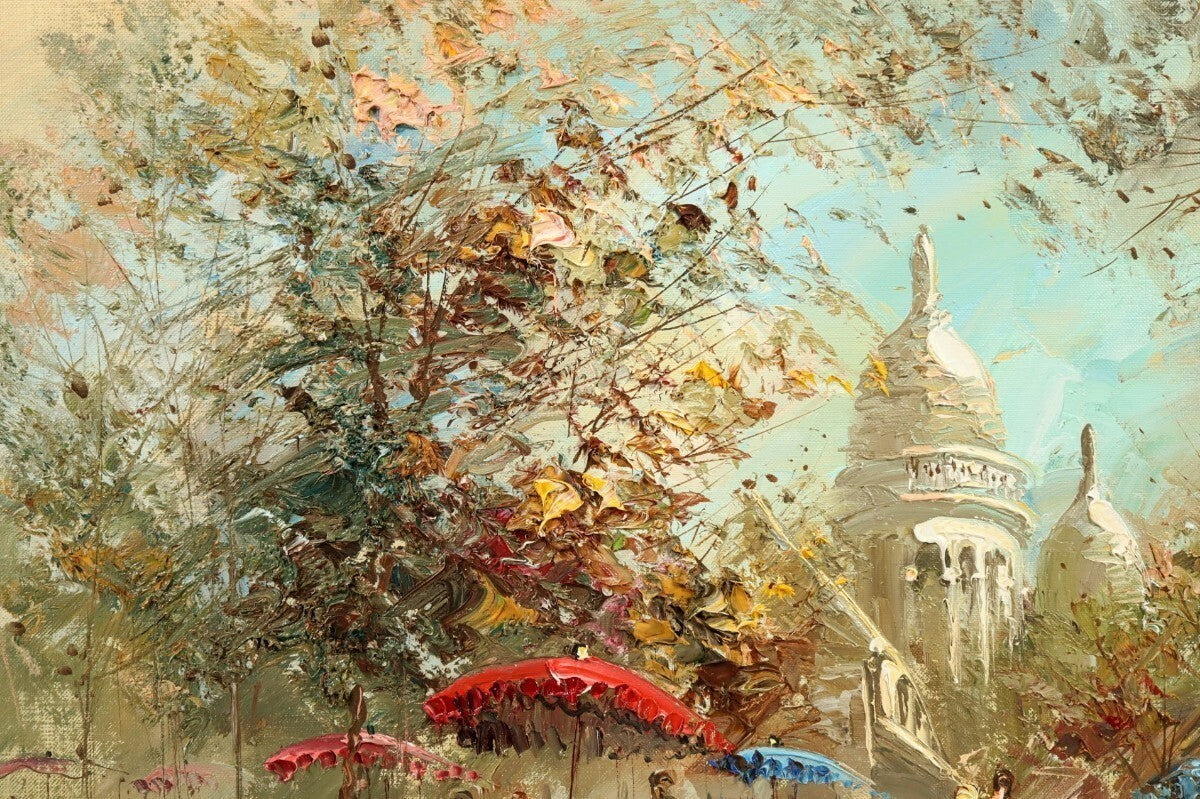 Jean Marie Quillard 1977 Original Oil Painting "Paris, Montmartre - Signed M20