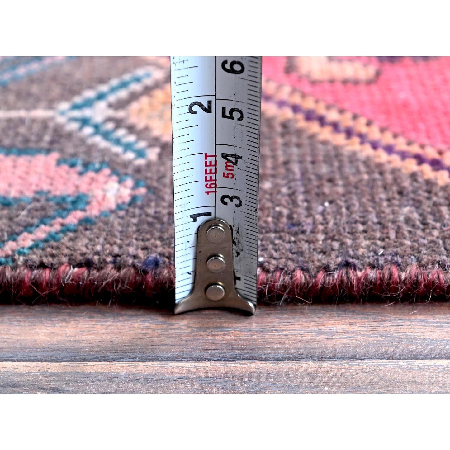 3'1'X9' Red Ovedyed Vintage Zoroastrian Hand Knotted Pure Wool Runner Rug
