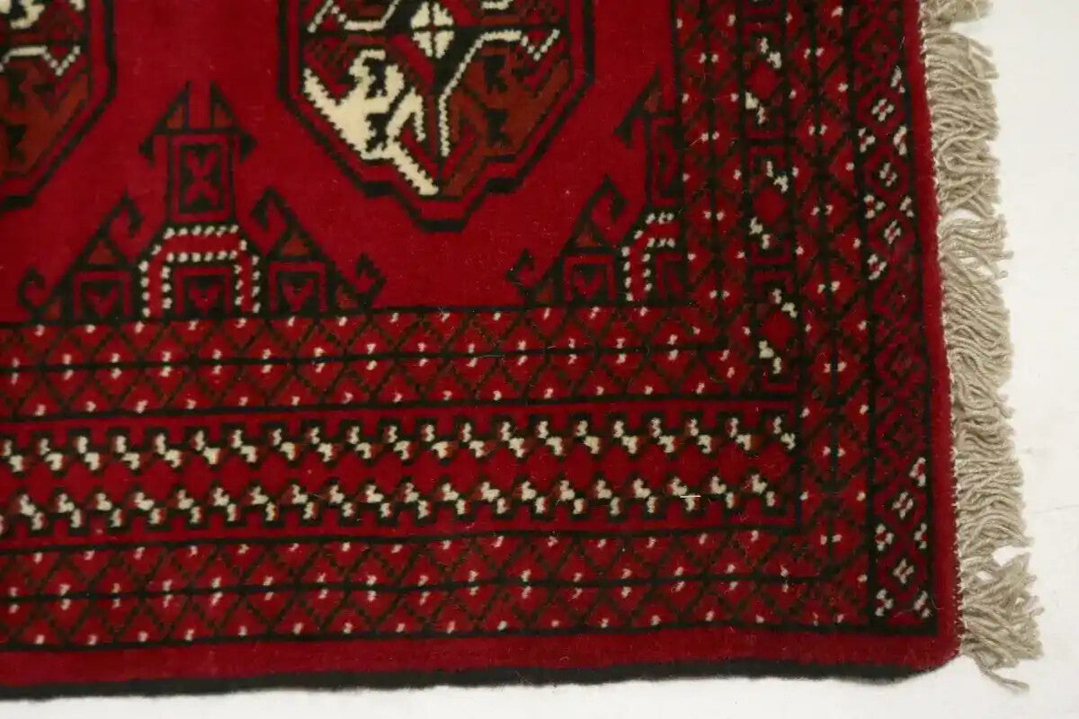 Handmade Wool Oriental Rug Red Tribal Geometric