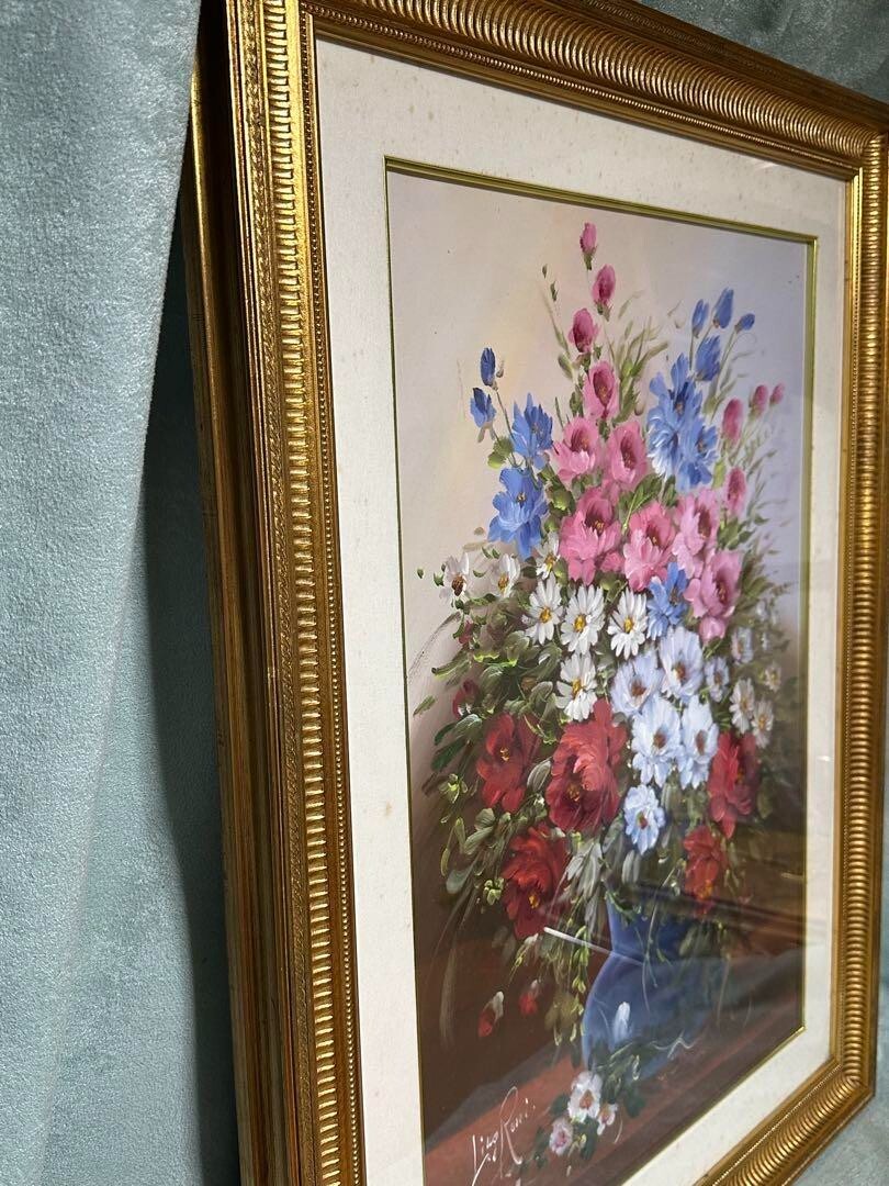 Lina Rossi Original Oil Painting -Flowers Signed