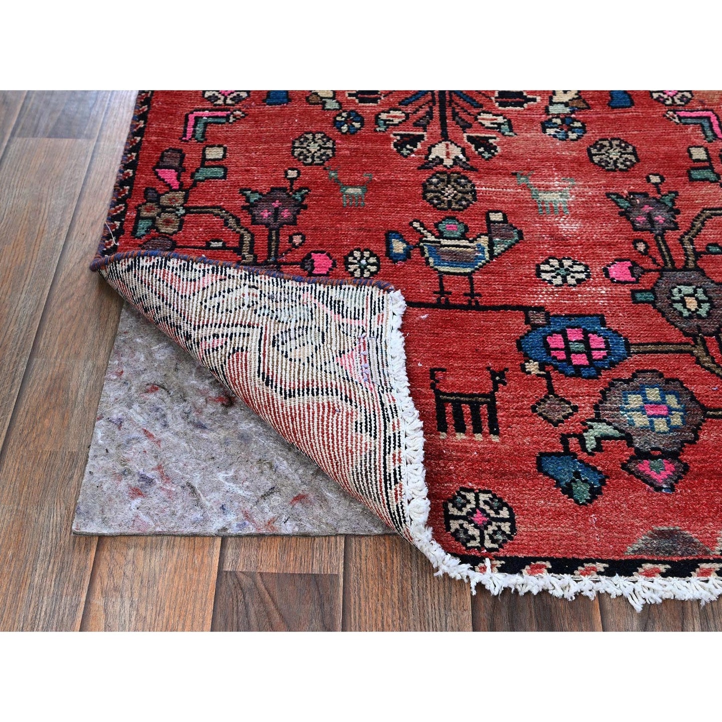 2'3"X9'6" Red Vintage Zoroastrian Khamadan Hand Knotted Wool Runner Rug