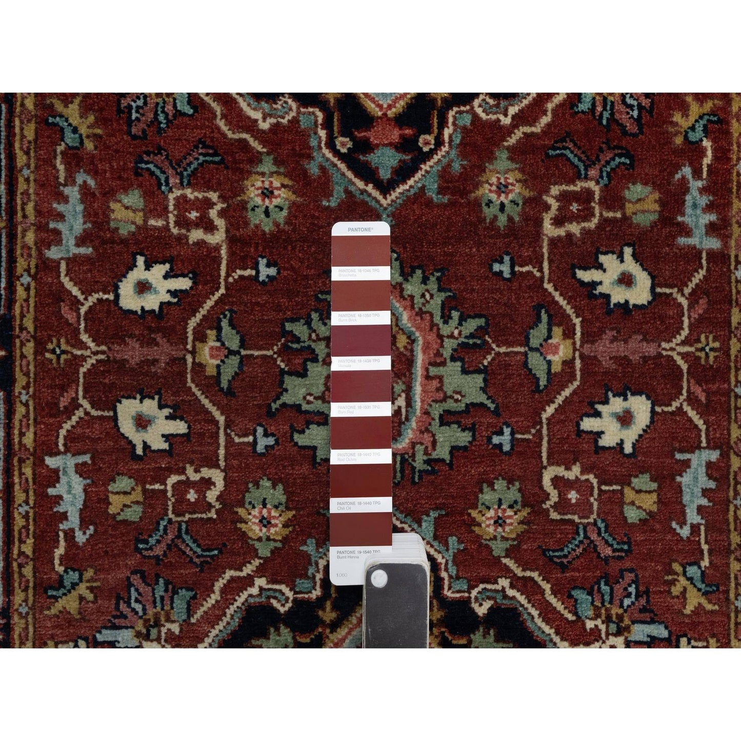 2'8"X6'2" Red Antiqued Heriz Re-Creation Hand Knotted All Wool Runner Rug
