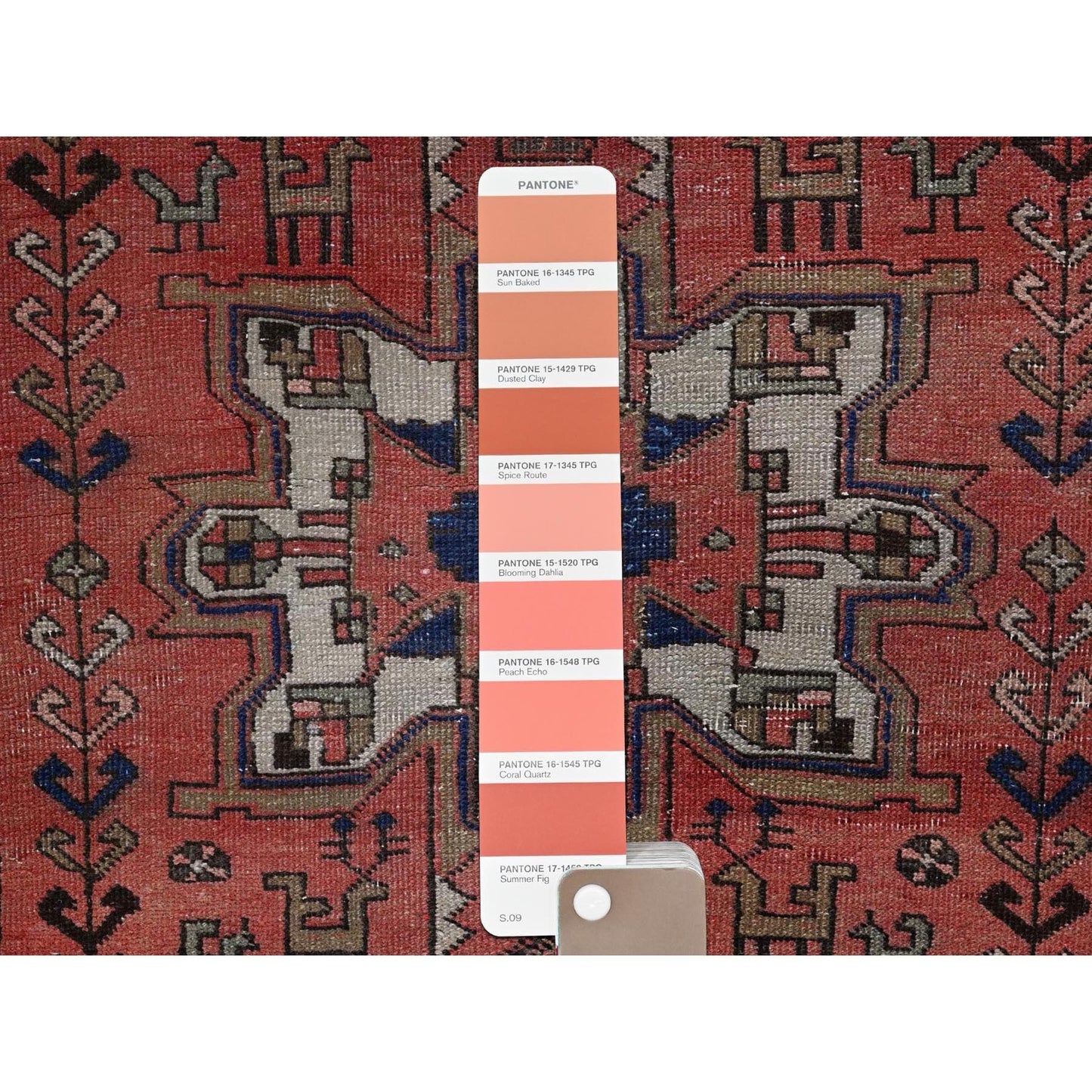 3'1"X8' Blush Red, Vintage Zoroastrian Heris Hand Knotted Wool Runner Rug