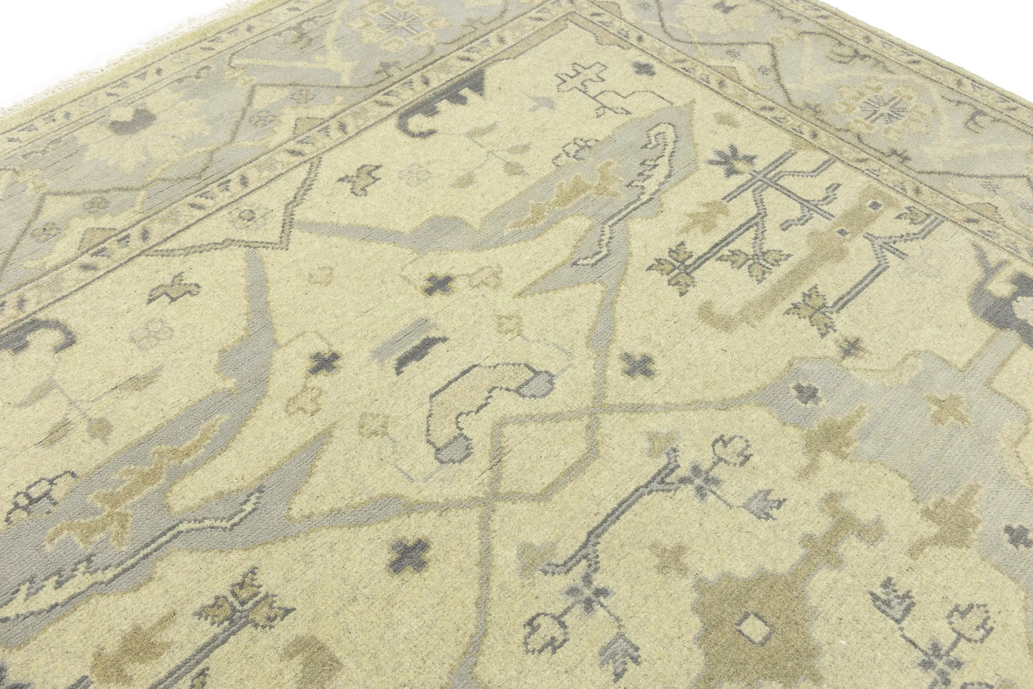 Large Handmade Oushak Oriental Rug Floral Design