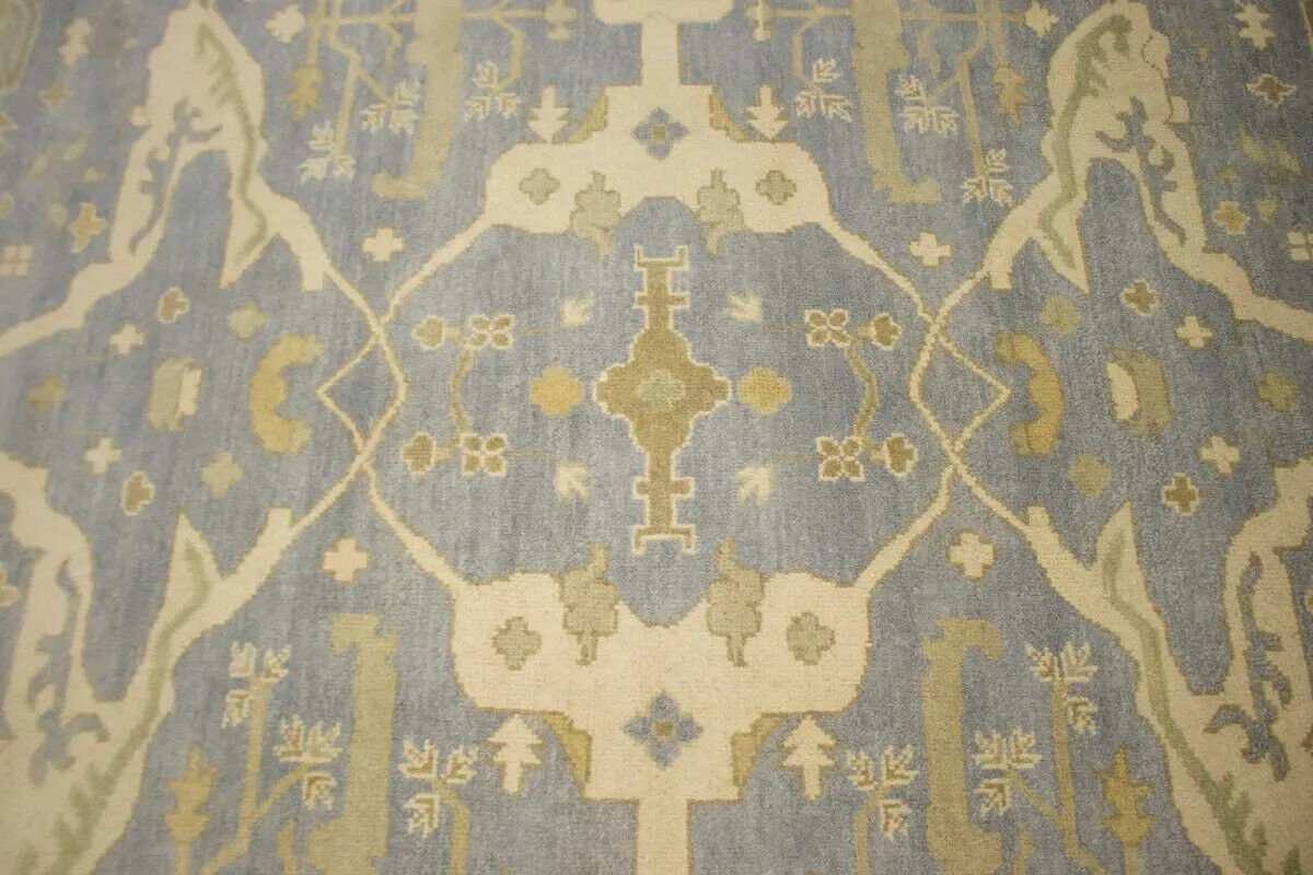 Handmade Oushak Oriental Rug Muted Gray Floral
