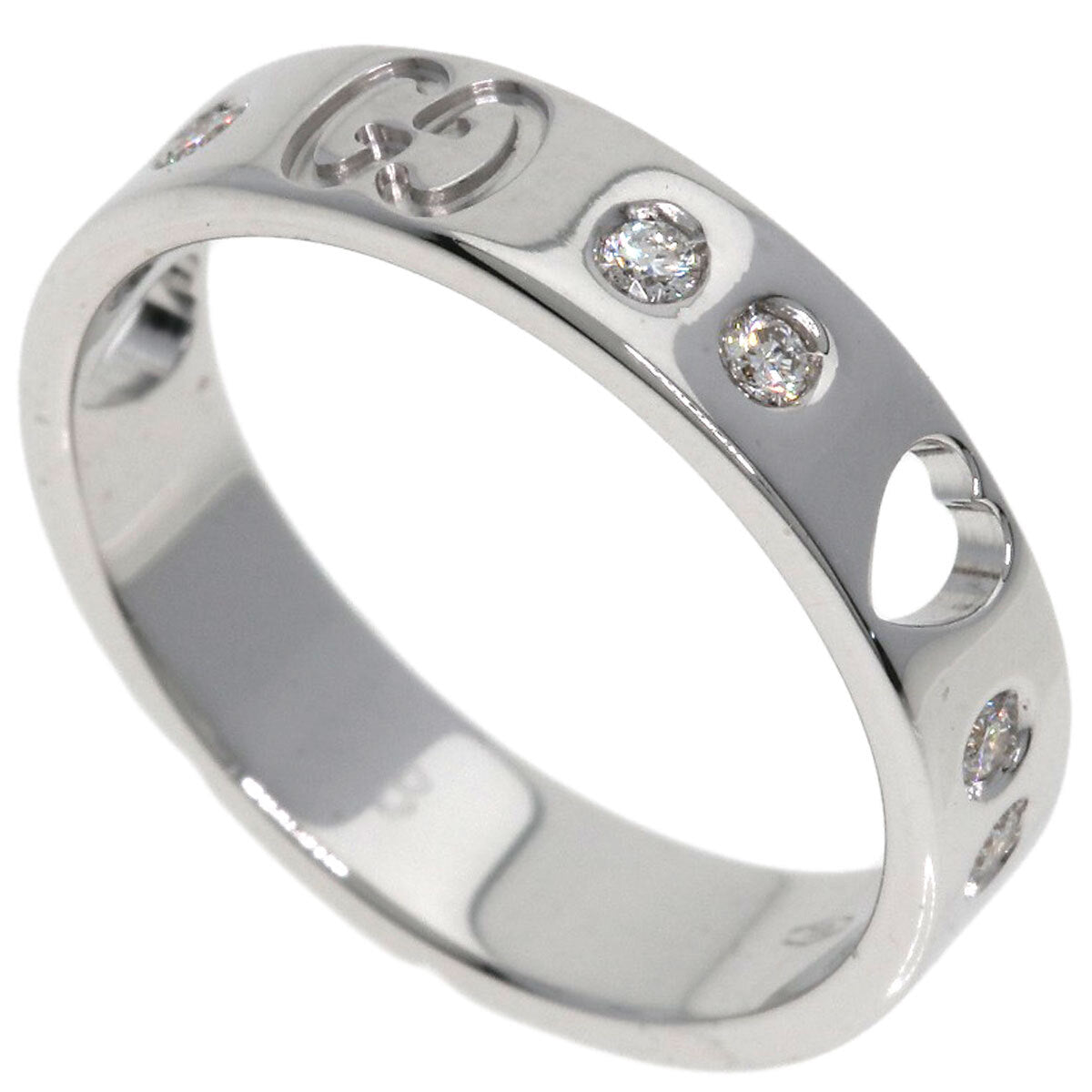 Gucci Ring Amor Heart 10P Diamond #8 K18 White