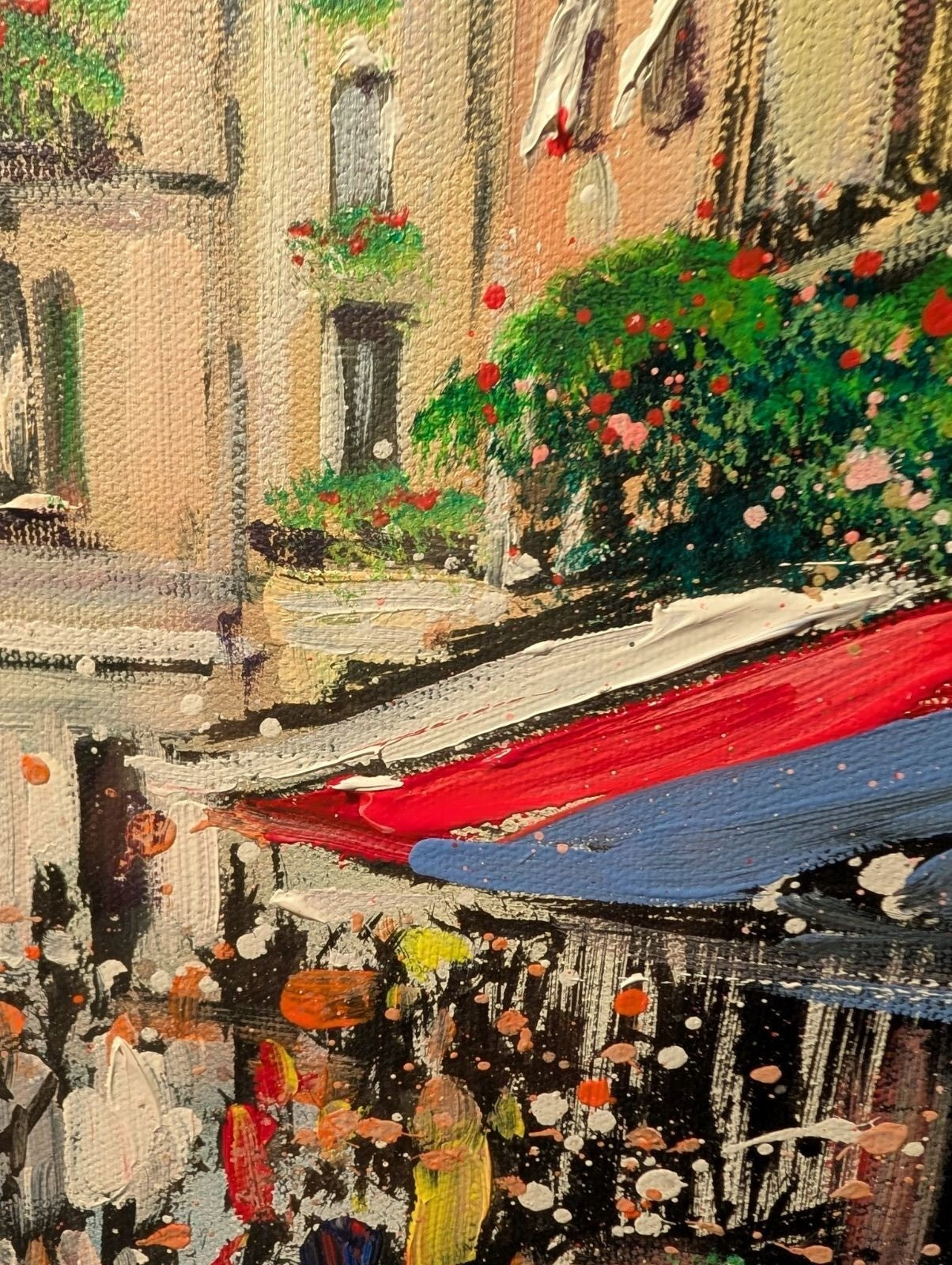 Nate Giorgio (Usa) Original Acrylic Painting Venetian Market Signed Framed