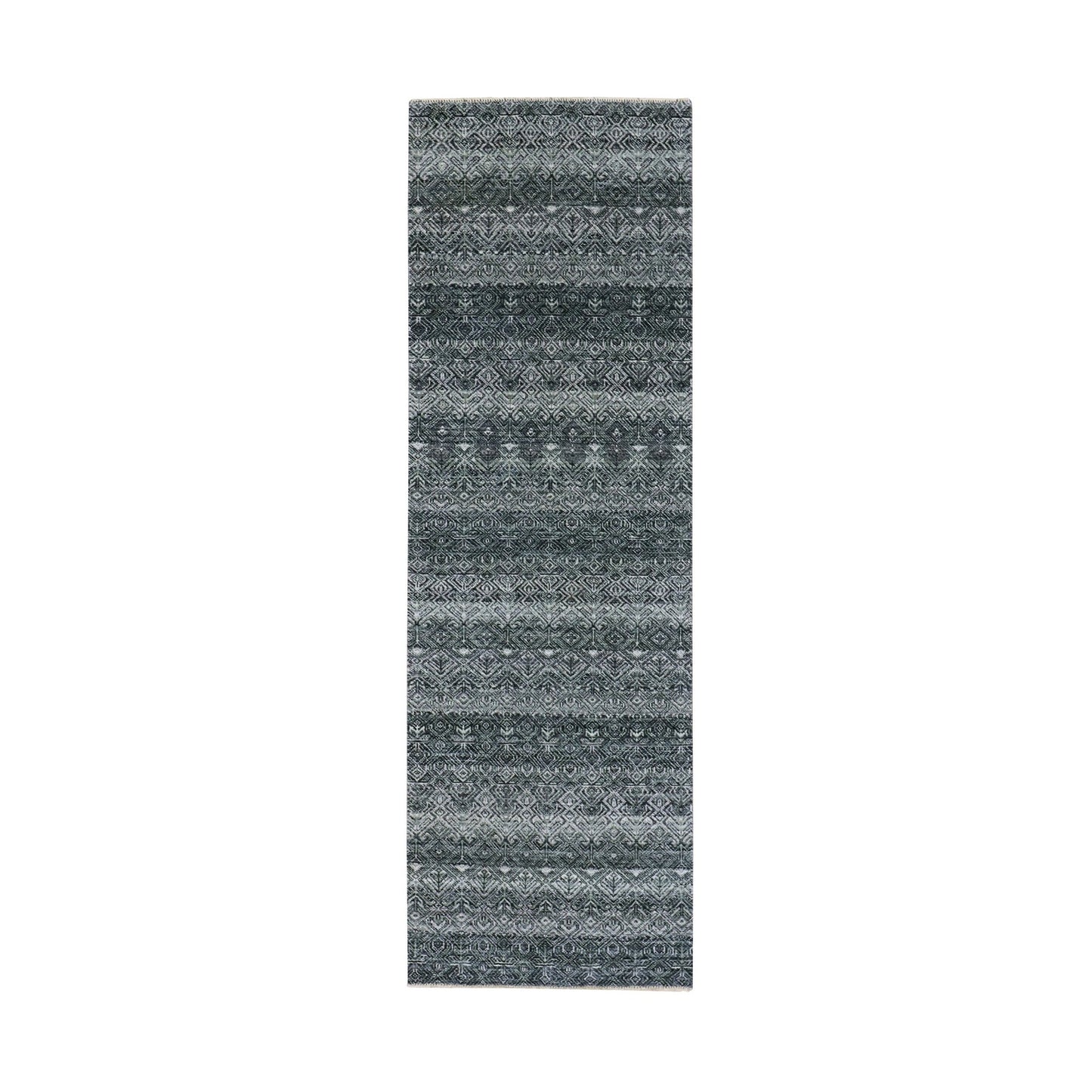 2'7"X8' Onyx Gray Hand Knotted Kohinoor Herrita Wool Runner Oriental Rug