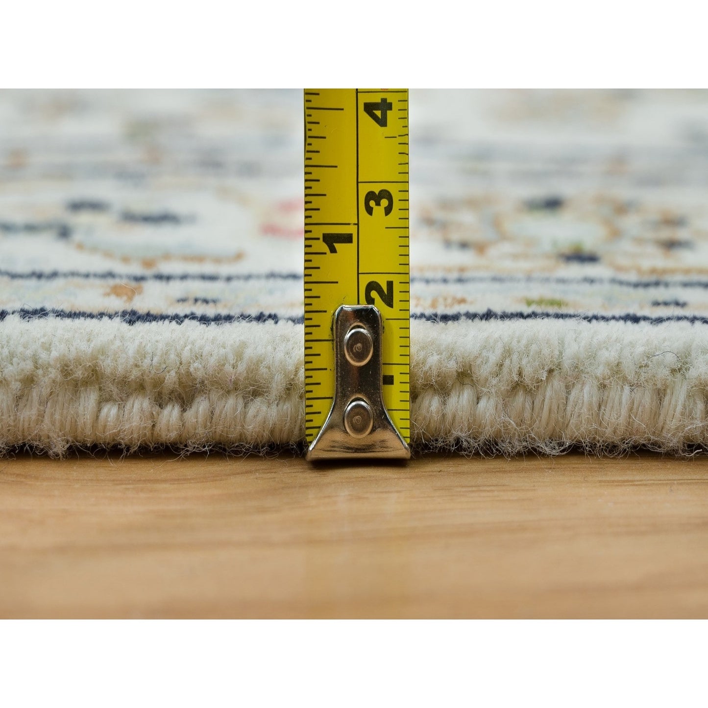 2'6"X8'2" White Hand Knotted Nain Design 250 Kpsi Organic Wool Runner Rug