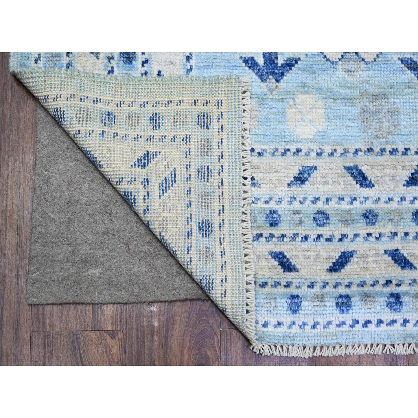 6'1"X9' Light Blue Wool Hand Knotted Anatolian Village Inspired Rug