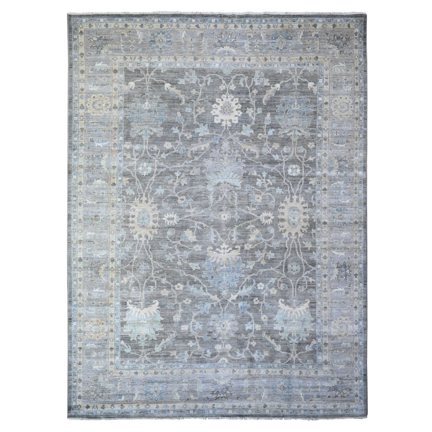 10'X13'6" Kendall Charcoal Gray Peshawar Mahal Design Hand Knotted Rug