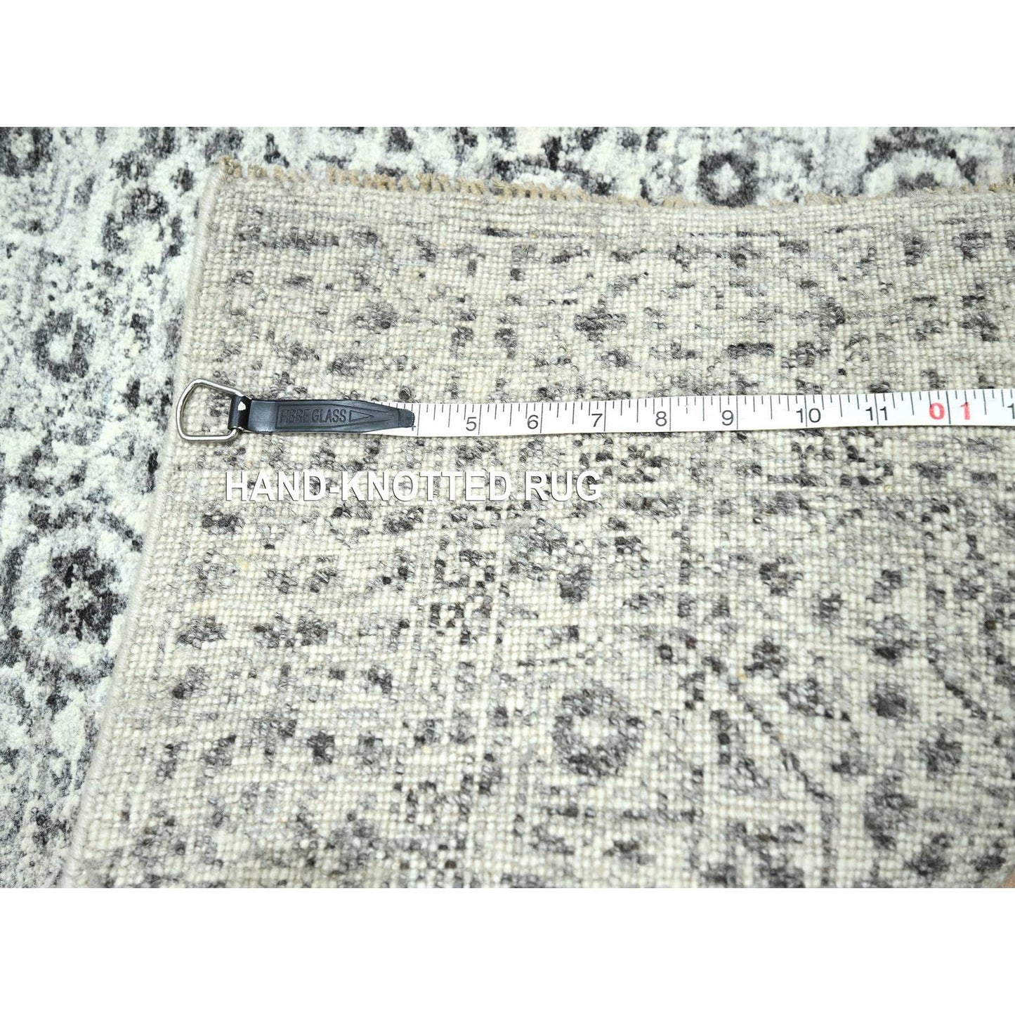 2'7"X12' Ivory Pre Historic Mamluk Design Hand Knotted Wool Runner Rug