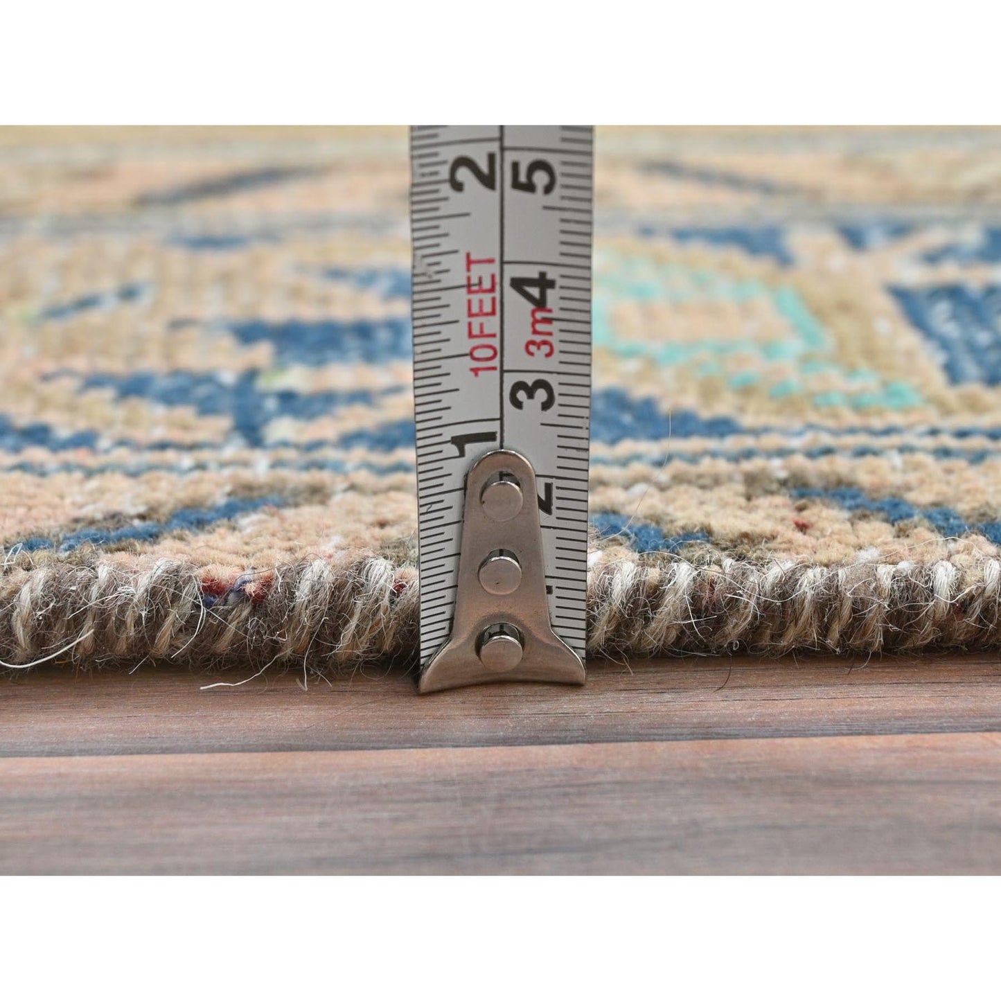 3'3"X9'9" Mocha Brown Vintage Farsian Serrib Hand Knotted Wool Runner Rug