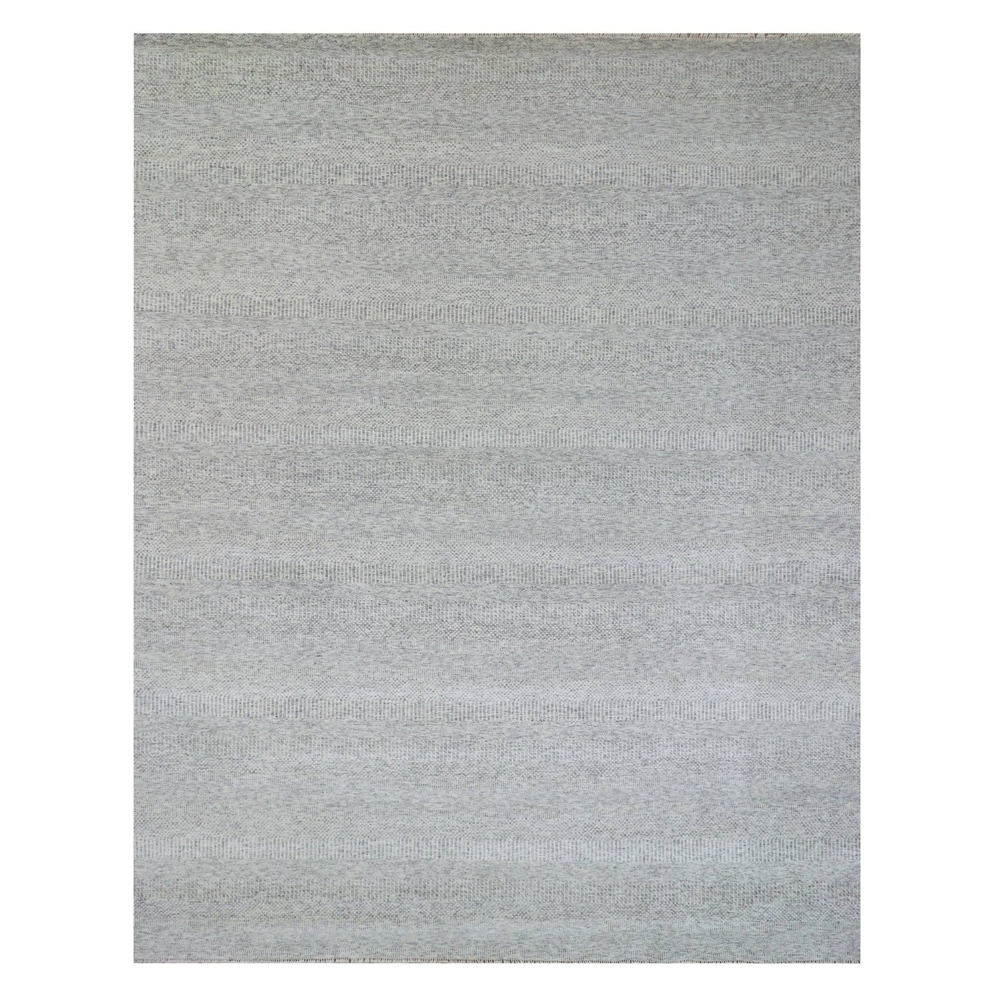11'1"X15' Chrome Gray Modern Grass Design Natural Wool Hand Knotted Rug
