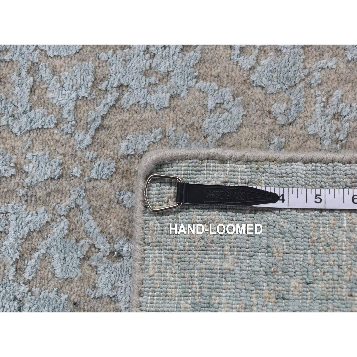 2'5"X10'1" Beige Jacquard Hand Loomed Wool/Silk Tone On Tone Runner Rug