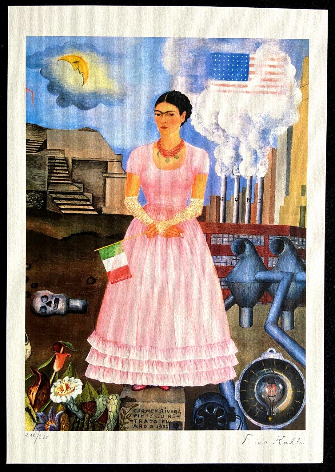 Frida Kahlo Lithograph Coa Certified Signed