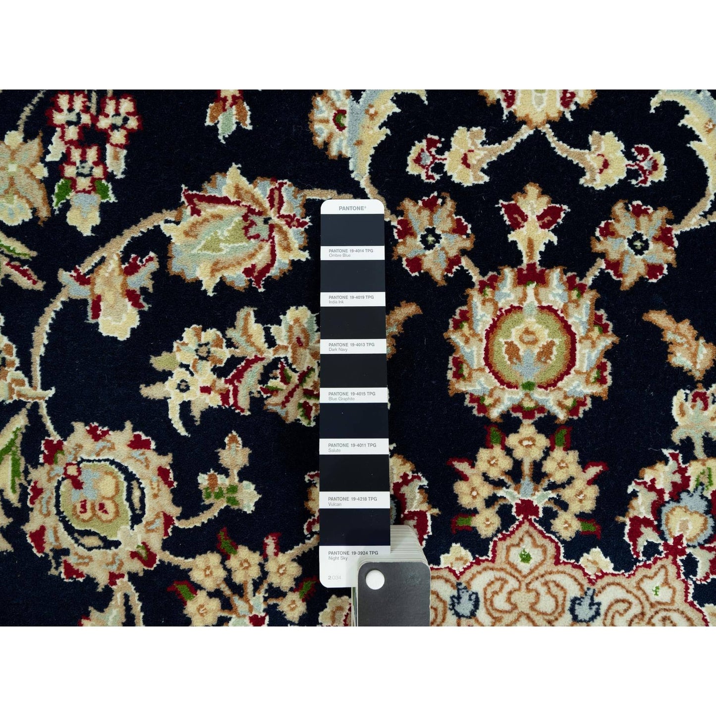 5'X7' Hague Blue Nain Hand Knotted Flower Design Wool Oriental Rug