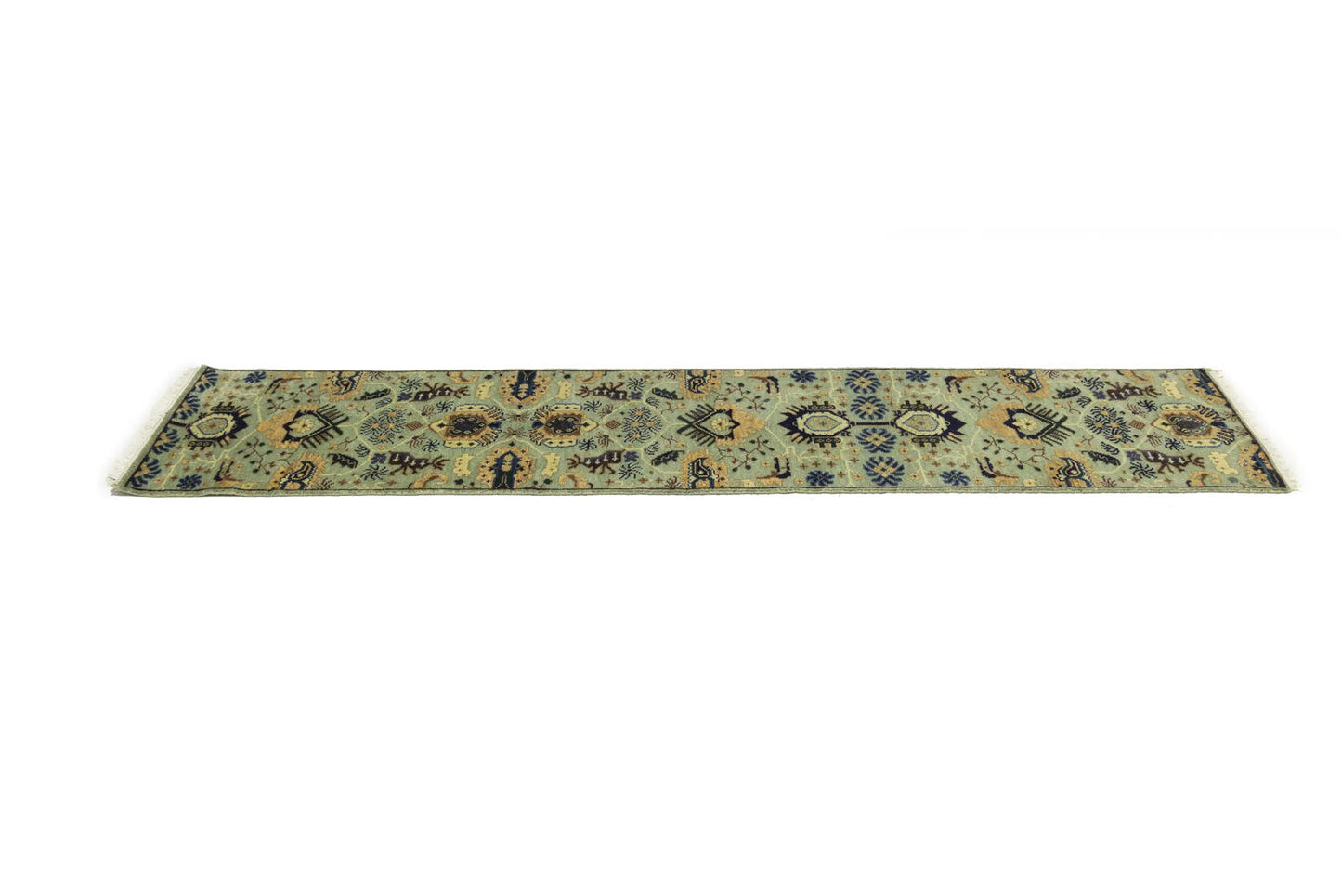 Geometric Tribal Oriental Runner Rug Light Gray