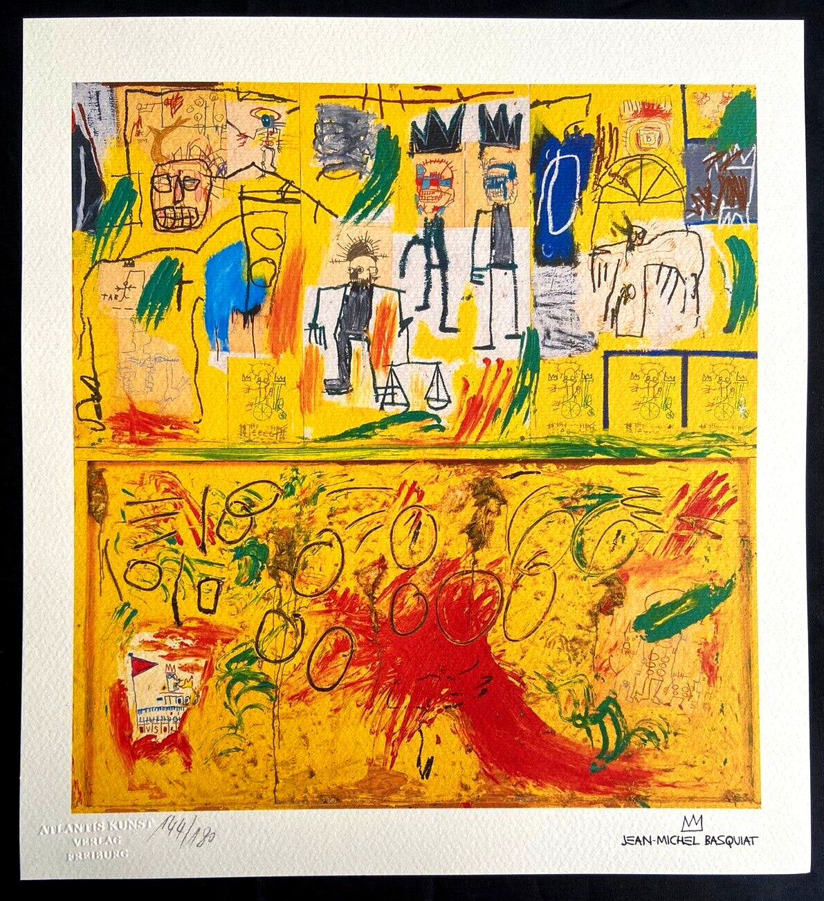 Jean-Michel Basquiat Lithograph Coa Signed (Willem De Kooning)