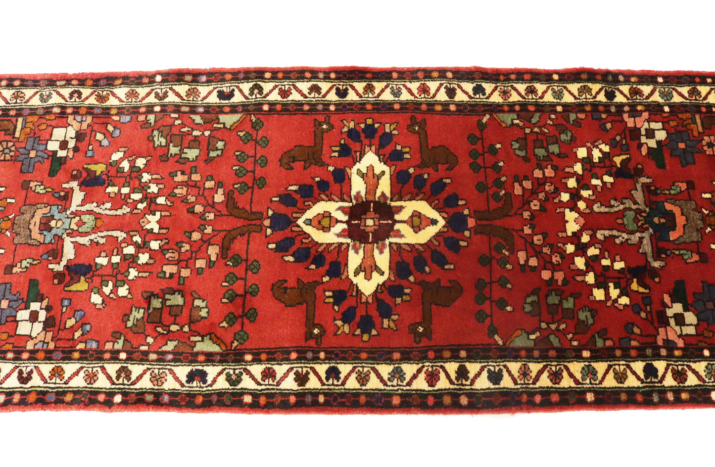 Handmade Vintage Oriental Runner Rug Red Floral