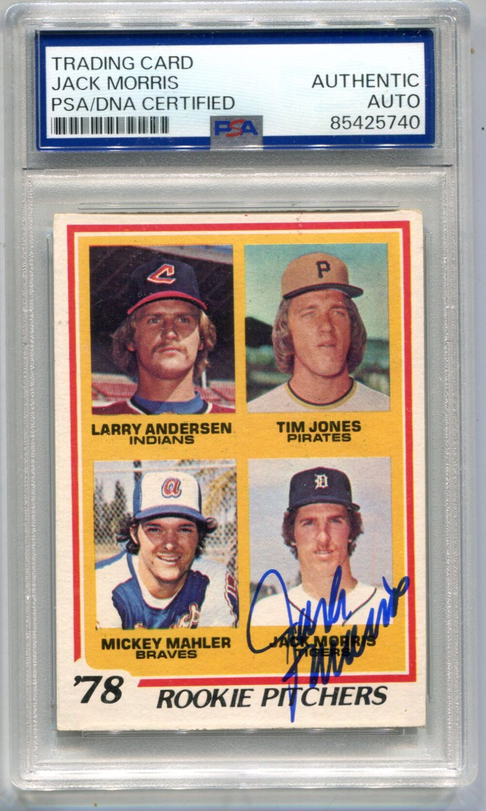 Jack Morris 1978 Topps #78 Rookie Pitchers Psa Auto Authentic Card