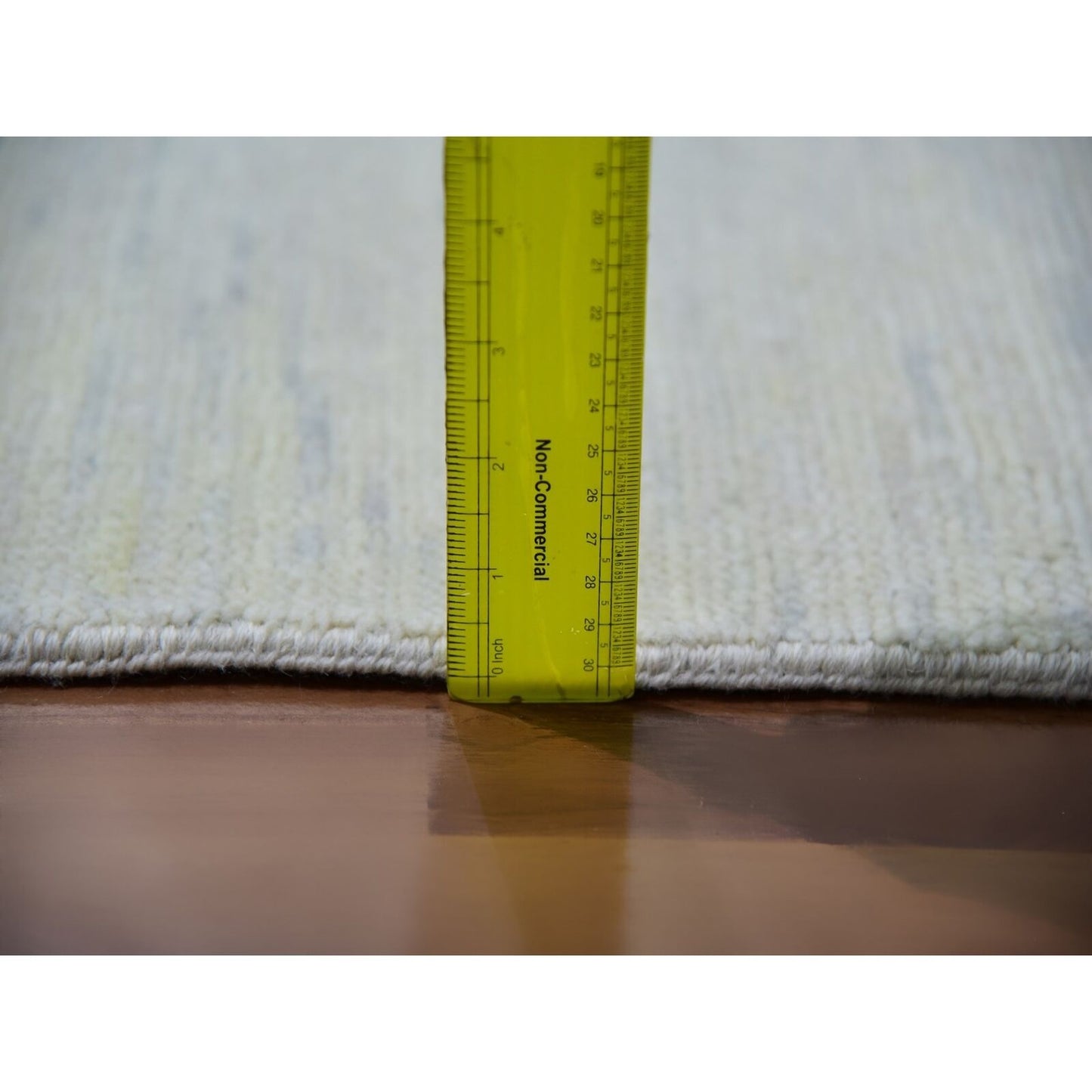 12'1"X13'10" White Abstract Design 100% Wool Hand Knotted Oversized Rug