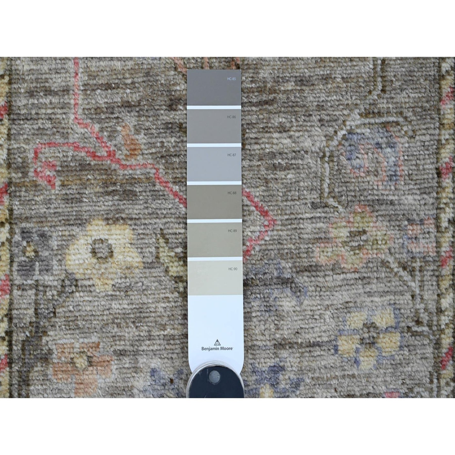 2'9"X5'10" Brown Angora Oushak Vines Design Wool Hand Knotted Runner Rug