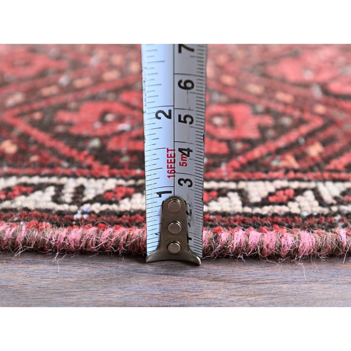 2'X7'7" Auburn Red Vintage Zoroastrian Balooch Hand Knotted Wool Runner Rug