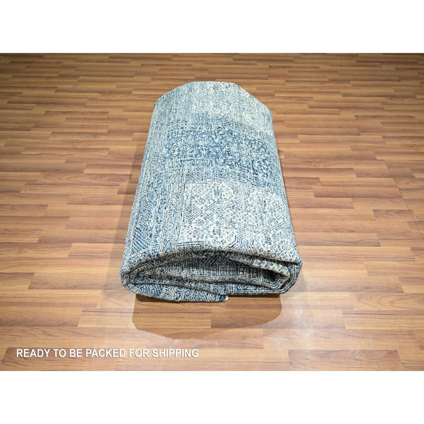 8'1"X10'2" Aegean Blue Garden Design Agra Hand Knotted 100% Wool Rug