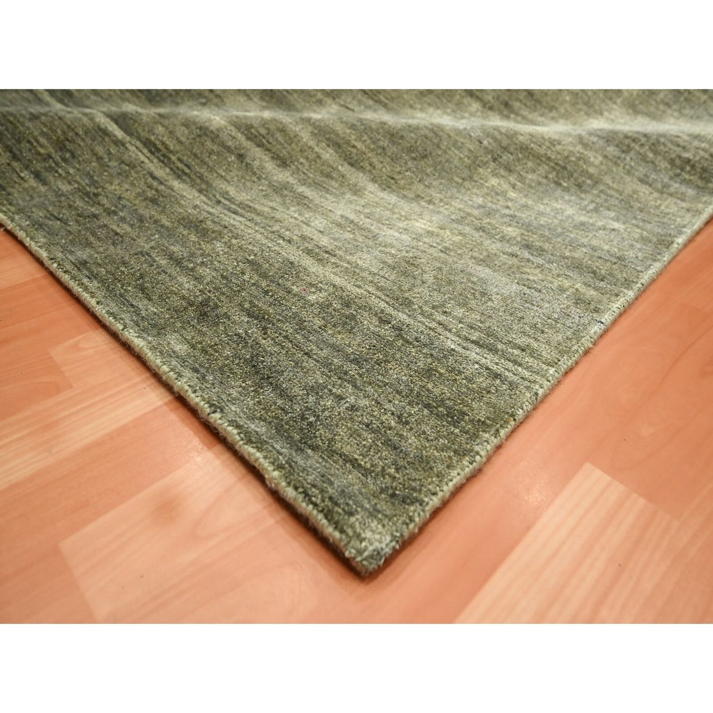 9'10"X14' Green Plain Design Hand Knotted Soft & Pure Silk Oriental Rug