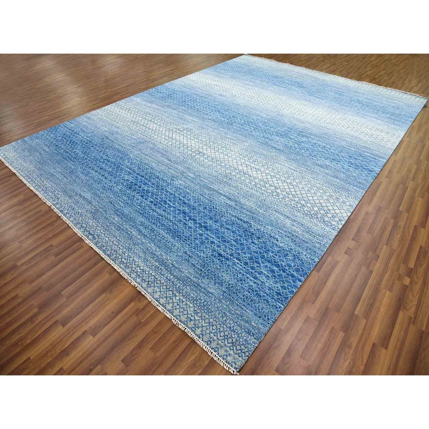 10'1"X14' Blue Chiaroscuro Collection Wool Hand Knotted Oriental Rug