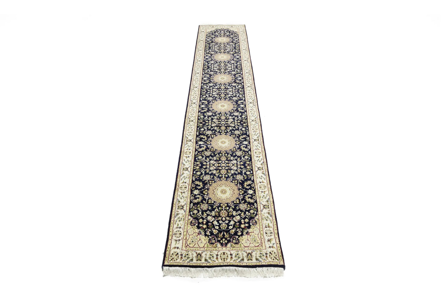 Handmade Indo-Nain Oriental Runner Rug Oversized