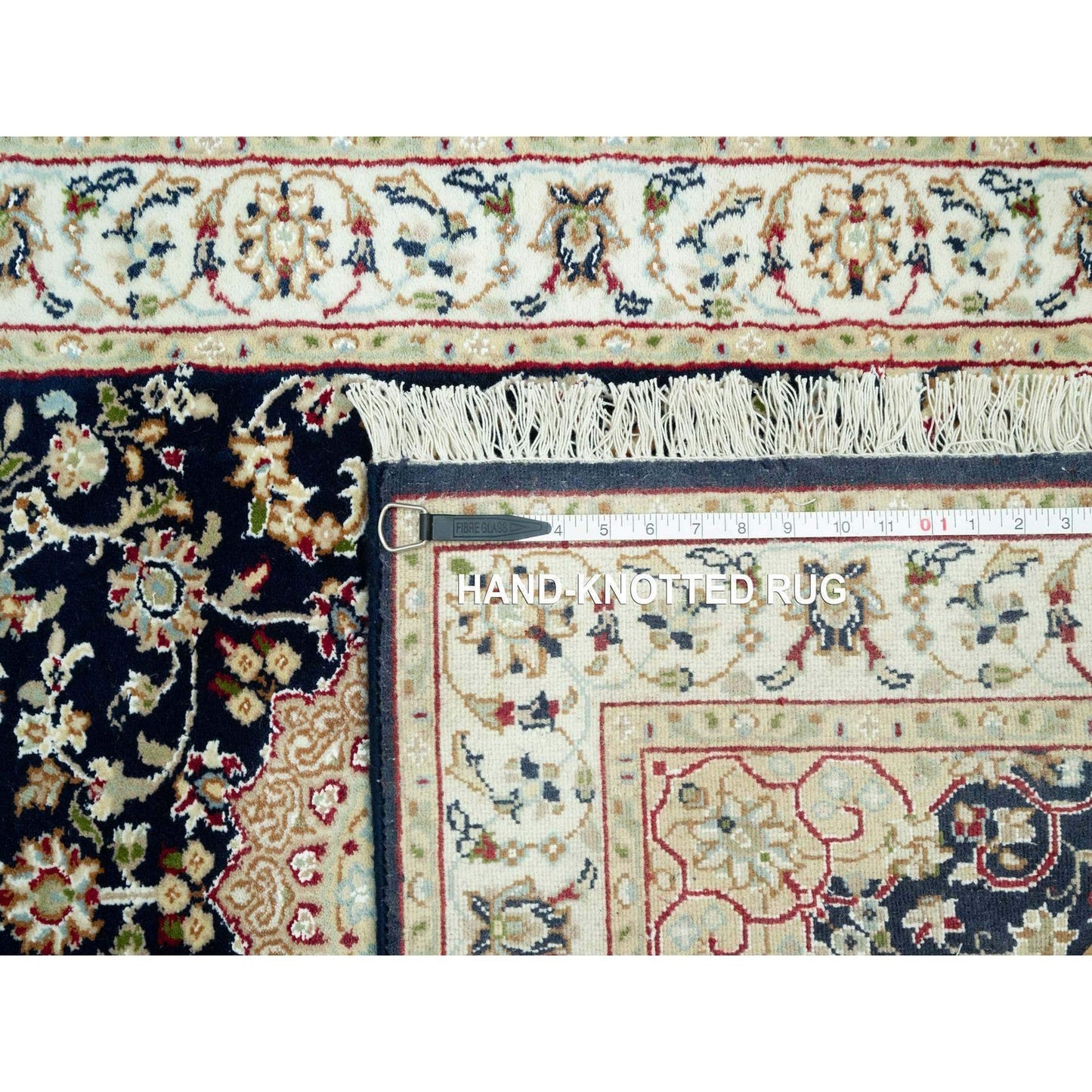 2'9"X20'1" Blue Hand Knotted Central Medallion Nain Wool Xl Runner Rug