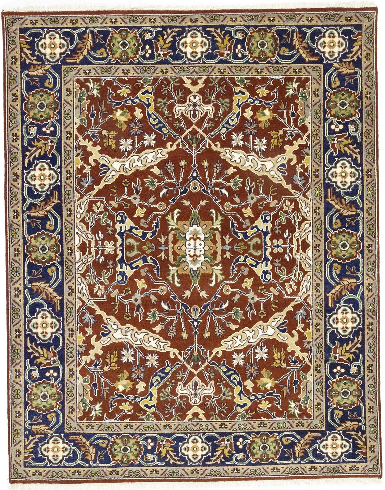 Rusty Red Oushak Chobi Oriental Rug Floral Living