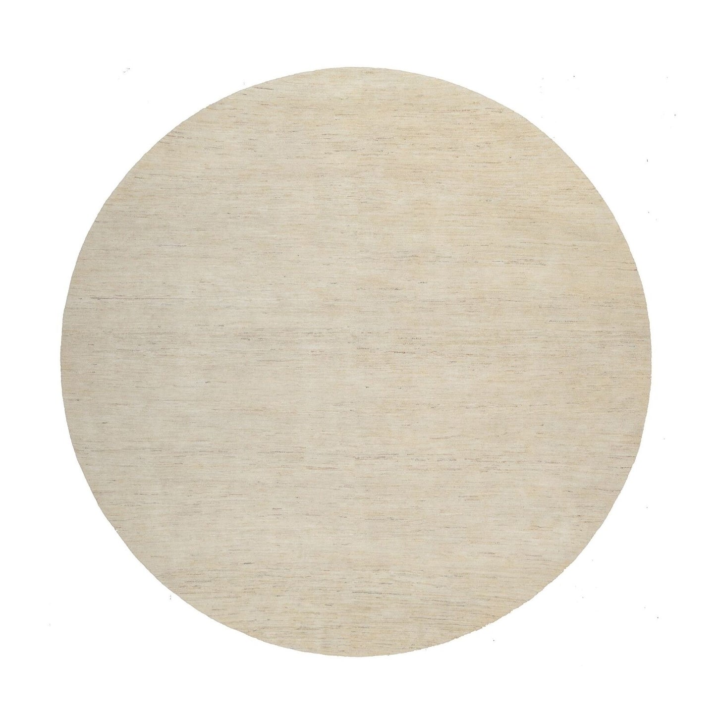 9'X9' Bone White Hand Knotted Lori Buft Plain Design Pure Wool Round Rug