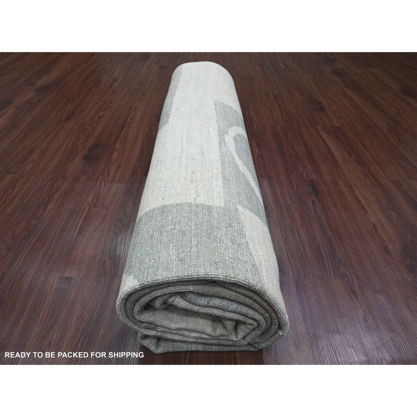 8'9"X11'6" Gray Bauhaus Inspired Geometric Pattern Hand Knotted Wool Rug