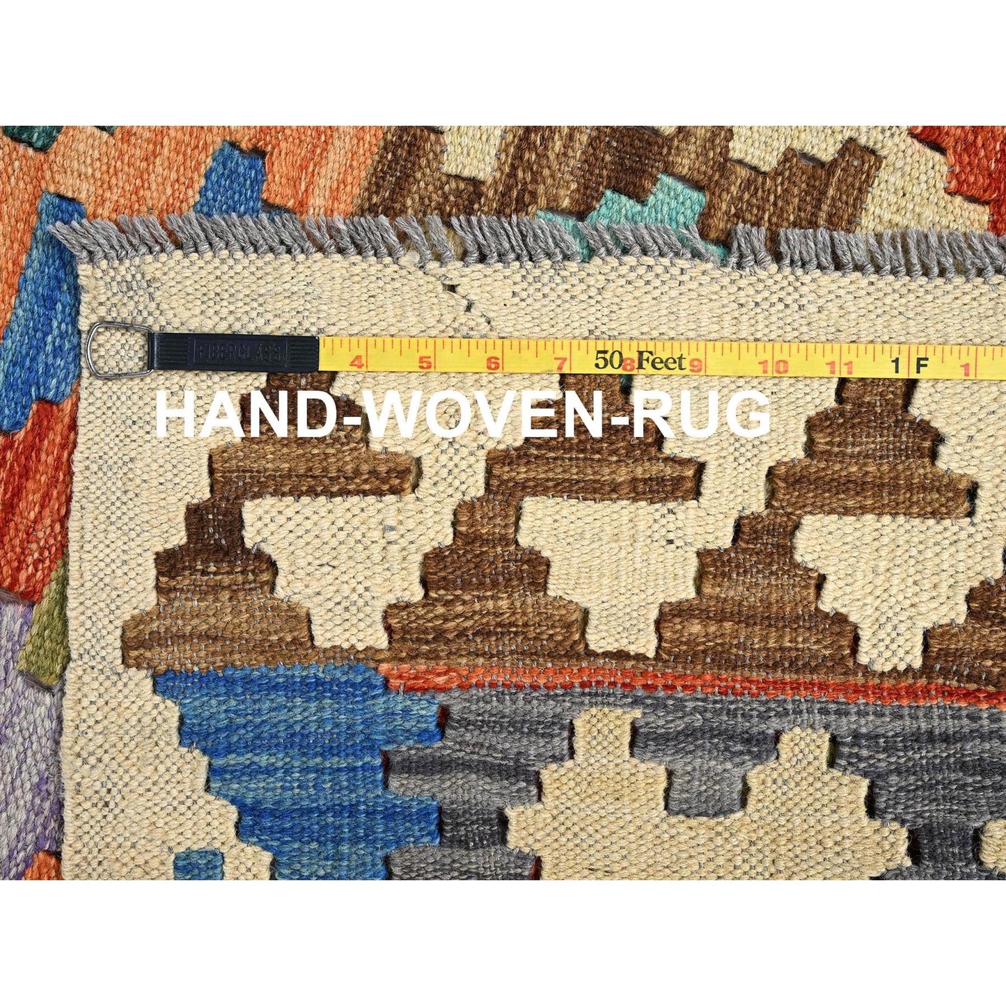 5'X6'4" Colorful Afghan Kilim Flat Weave Hand Woven Wool Reversible Rug