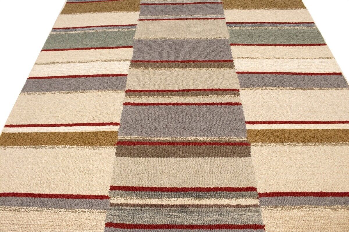 Hand-Tufted Multicolored Stripes 5X8 Modern Area