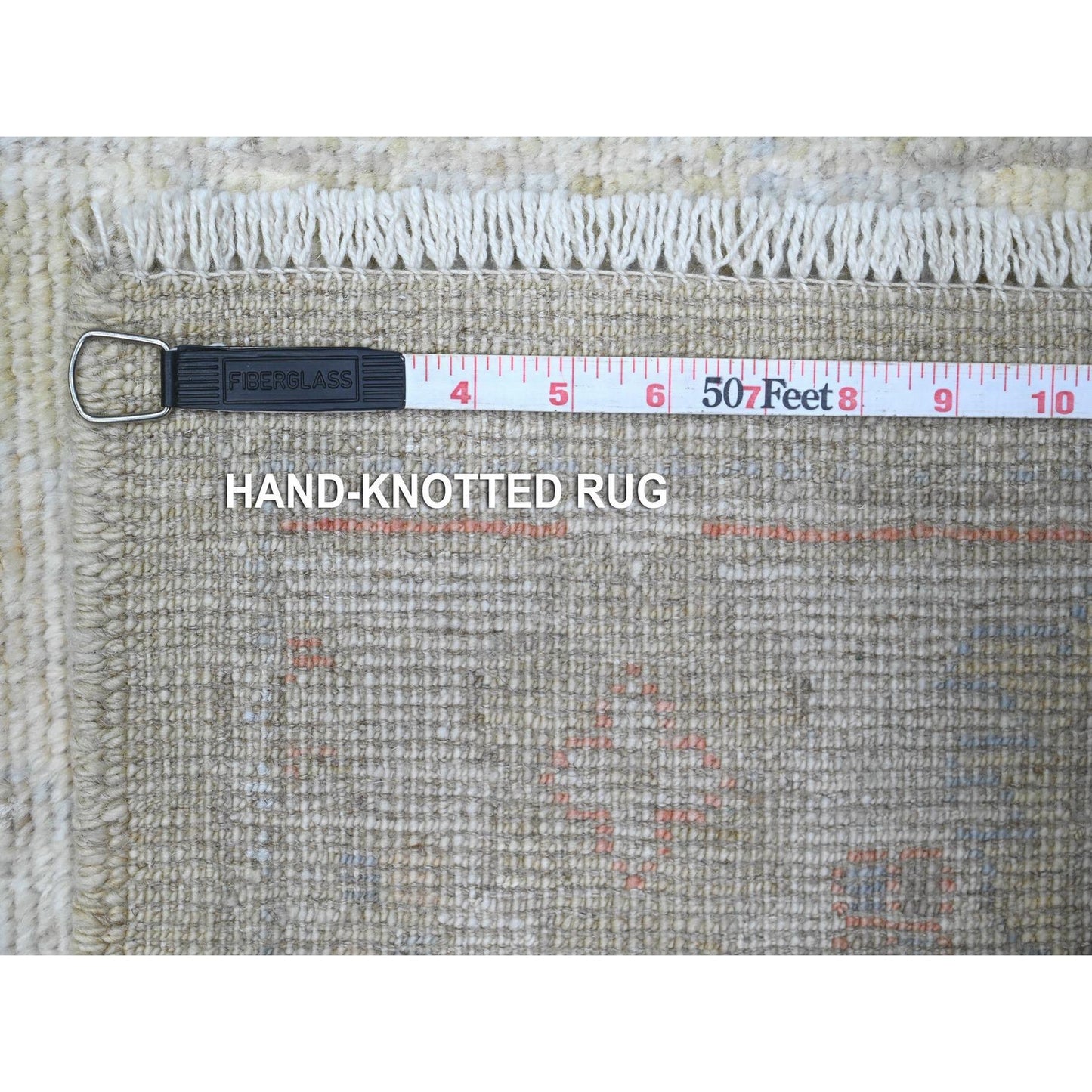 2'8"X11'6" Old Moss Green Rural Design Angora Oushak Oriental Runner Rug