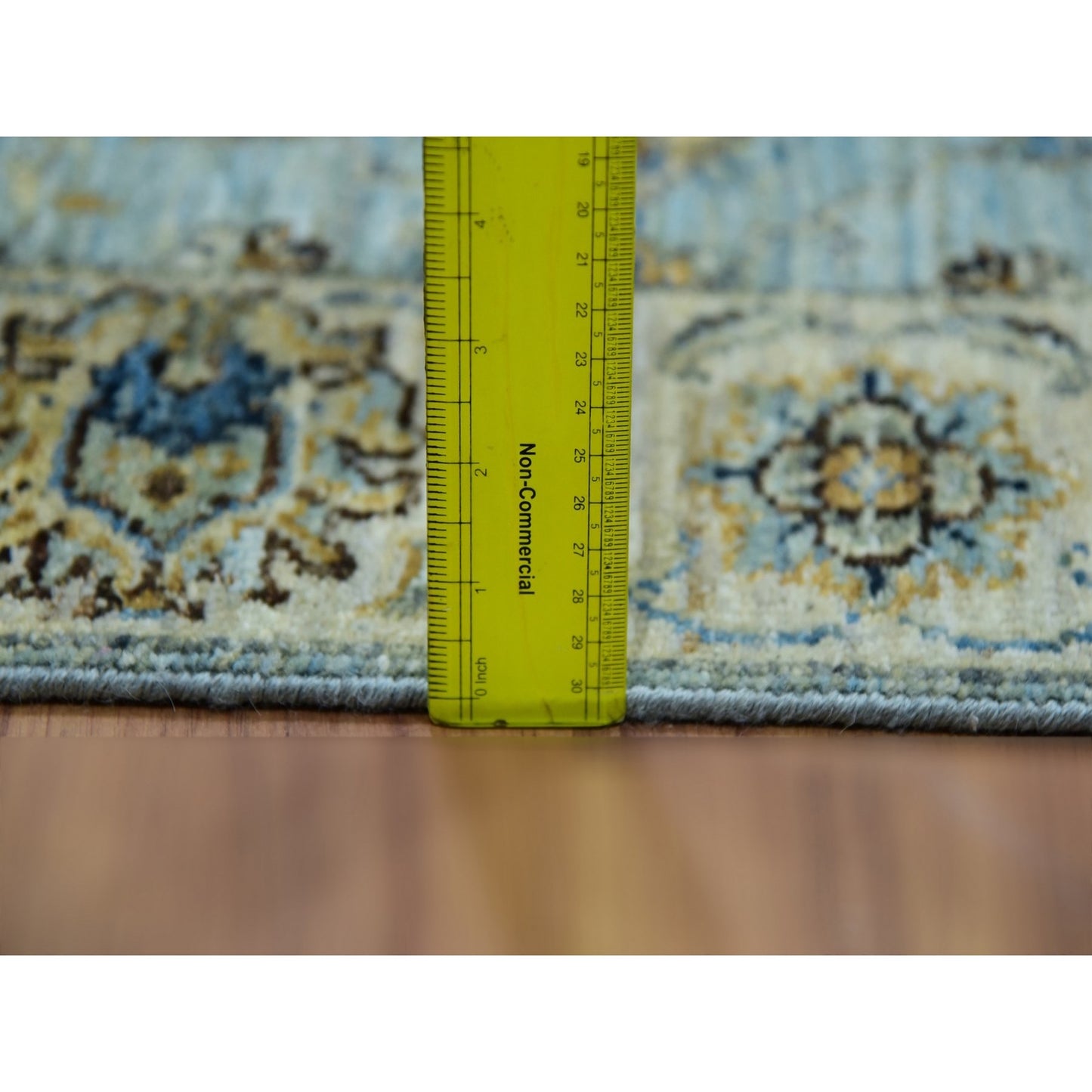 2'6"X12' Periwinkle Blue Wool Shah Abbas Hand Knotted Floral Runner Rug