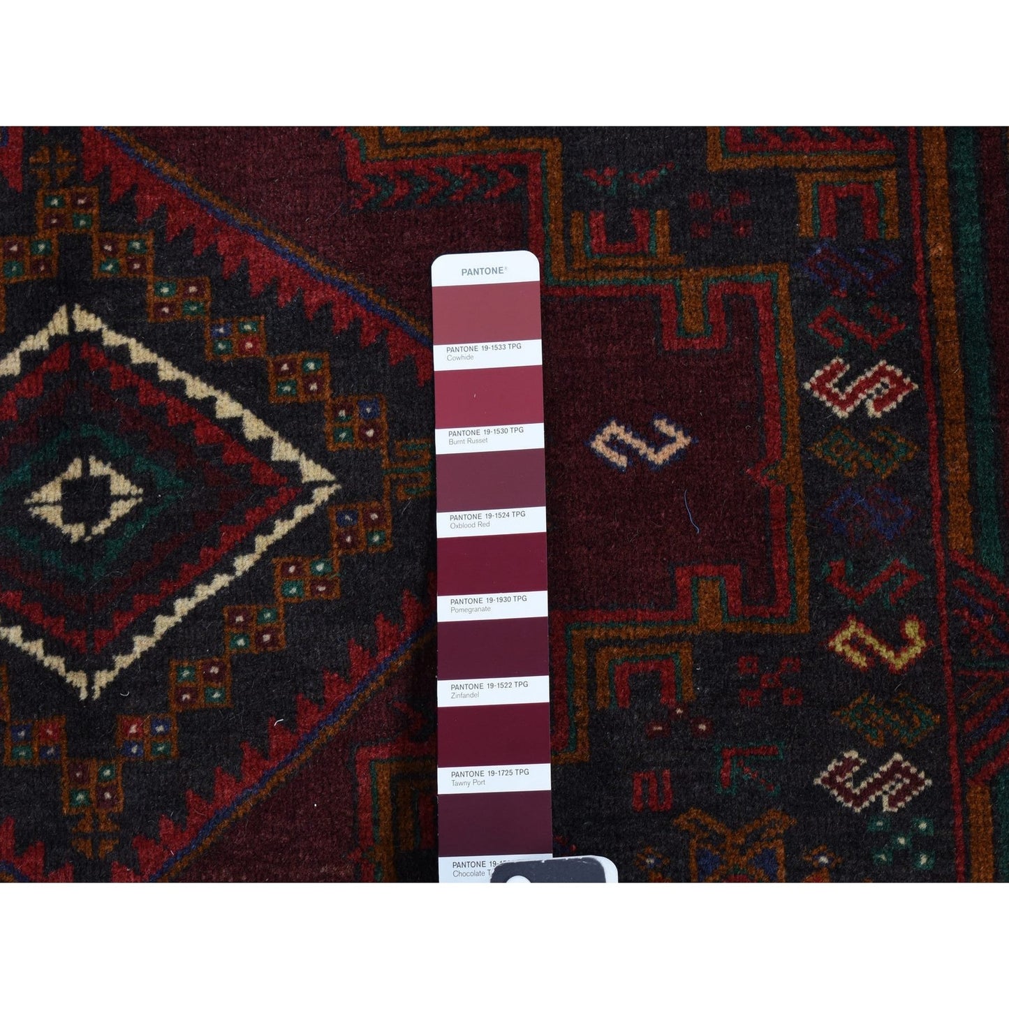 3'10"X7' Red Afghan Balooch Geometric Design Pure Wool Hand Knotted Rug